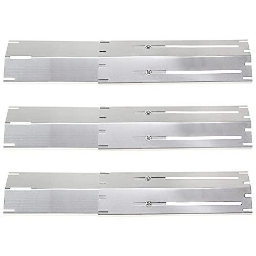 Criditpid Universal Stainless Steel Heat Plate Shield Flame Tamer Replacement for Brinkmann, Charbroil, Weber, Chargriller, 3-Pack Burner Cover for Charbroil Grill, Extends from 11.75' up to 21' L