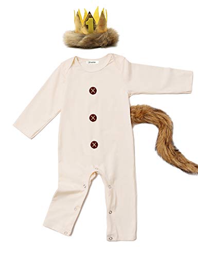 Shalofer Baby Boys Girls Halloween Max Costume Romper Newborn First Birthday Outfit (Beige,12-18 Months)