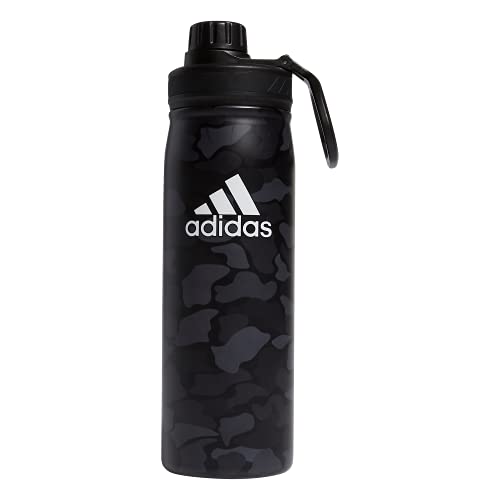 adidas Steel 600 Metal Bottle, Nomad Camo Grey-Carbon/White/Black, One Size
