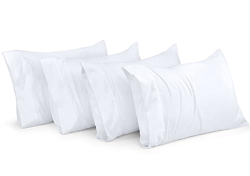 Utopia Bedding King Pillow Cases - 4 Pack - Envelope Closure - Soft Brushed Microfiber Fabric - Shrinkage and Fade Resistant Pillow Cases 20 X 40 (King, White)