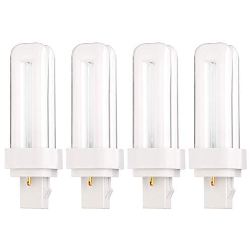 (4 Pack) 13 Watt Double Tube – 2 Pin (GX23-2) Base - 4100K CFL-Plug-in Replacement for Sylvania 21120/20708 - CF13DD/841/ECO - GE 97589 - F13DBX23/841/ECO - Philips 383133 PL-C13W/41/USA/ALTO.