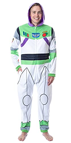 INTIMO Disney Men's Toy Story Buzz Lightyear Space Ranger Costume Pajama Union Suit (L/XL) White