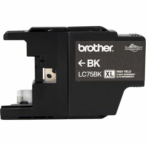 Brother Genuine High Yield Black Ink Cartridge, LC75BK, Replacement Black Ink, Page Yield Up to 600 Pages, LC75