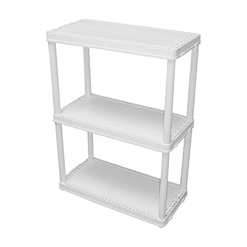 Gracious Living 3 Shelf Knect-A-Shelf Ventilated Light Duty Storage Unit Organizer System for Home, Garage, Basement, and Laundry, White
