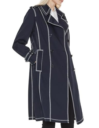 Orolay Women's Double-Breasted Trench Coat Water-Resistant Mid-Length Peacoat with Belt Navy Small