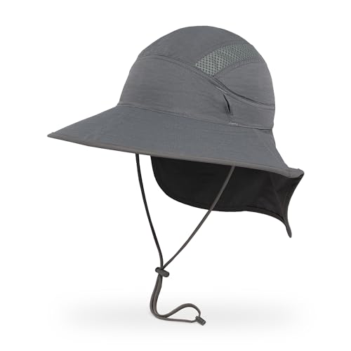 Sunday Afternoons Ultra Adventure Hat - Sun Hat for Men Women with Neck Flap, UPF 50+ UV Protective Hiking Fishing Hats, Wide Brim, Cinder, L/XL