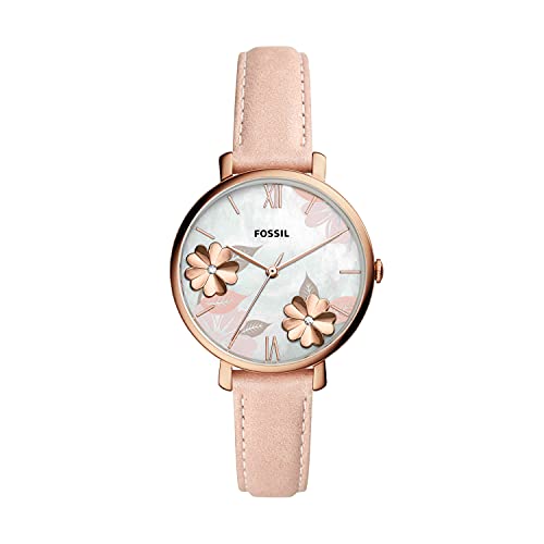 Fossil Women's Jacqueline Quartz Stainless Steel and Leather Watch, Color: Rose Gold, Blush Pink (Model: ES4671)