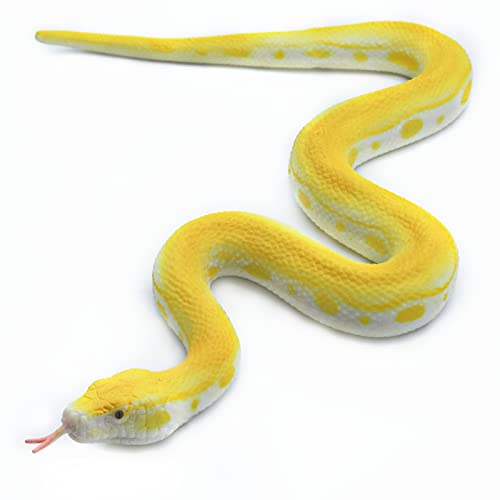 SIENON Realistic Fake Snakes Toy Soft Rubber Snake Figure Garden Snake Scare Birds and Squirrels, Python Action Model Snake Toy Figurines Stress Relief Toys Halloween Prank Props (Python)