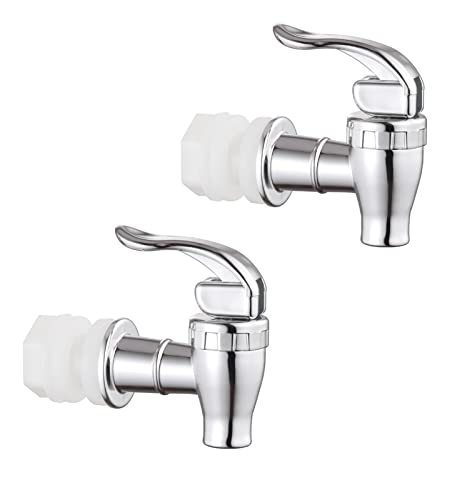 Walkinginrain Replacement Spigot for Beverage Dispenser,Push Style Spigots,Water Dispenser Replacement Spout Silver 2 Pack