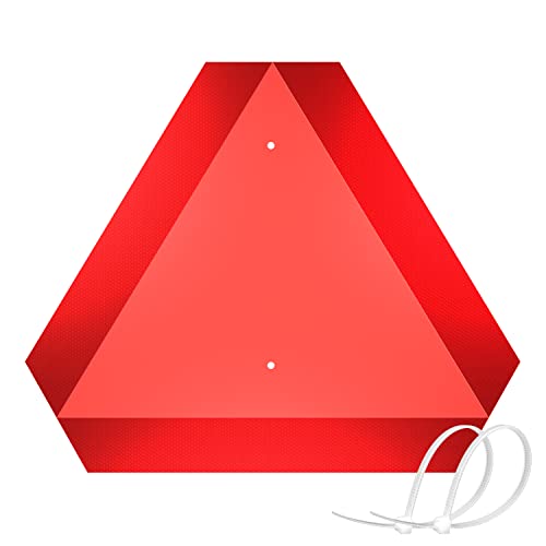 Slow Moving Vehicle Sign Triangle Sign - SMV Sign for Golf Cart,UTV/ATV/RTV,Tractor&Farm equipment - Highly Reflective Up to 7 Years,14'x16'80-mil Thick Plastic - Include Screws & Zip Ties