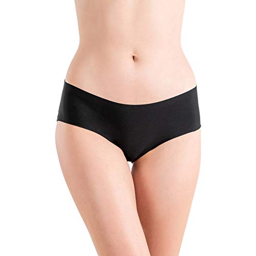 Alyce Ives Intimates Seamless Underwear for Women, 12 Pack No Show Panties, Laser Cut, Invisible Under Yoga Pants Black