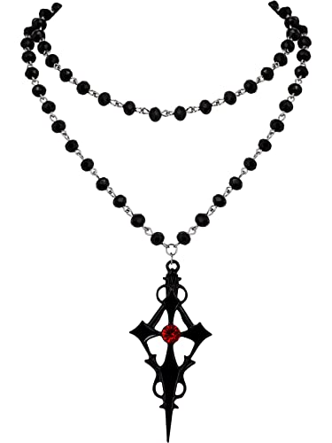 Sacina Gothic Black Cross Necklace, Layered Cross Necklace for Women, Gothic Necklace, Halloween Necklace, Christmas New Year Jewelry Gift For Women