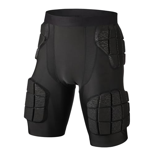 surlim 5-Pad Football Compression Girdle/Shorts, Football Padded Shorts, Football Girdle Hip and Thigh Protector (Black, Large)