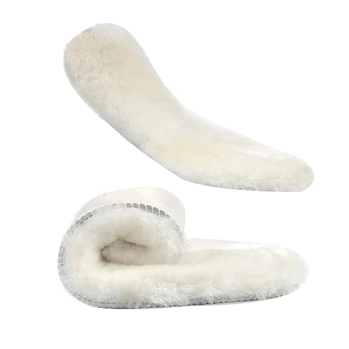 Premium Sheepskin Replacement Insoles for Women & Men, Thick Fluffy Fleece Wool Inserts for Slippers,Boots