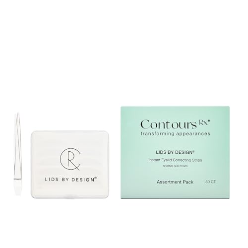 Contours Rx Lids By Design - Medical Grade Eyelid Correcting Strips for Heavy, Hooded, & Droopy Lids - Invisible, Anti-Aging, and Hypoallergenic Eyelid Tape - (4mm - 7mm) Assortment Pack, 80ct