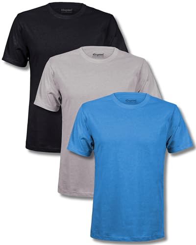 Kingsted Men's T-Shirts Pack - Royally Comfortable - Super Soft Cotton Blend - Short Sleeve Tagless Crewneck - Plain Colored Classic Tees (3 Pack, Everyday, Large)