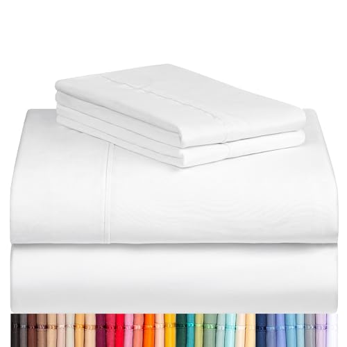 LuxClub 4 PC Sheet Bed Sheets Deep Pockets 18' Eco Friendly Wrinkle Free-Kids-Fitted Sheets Machine Washable Hotel Bedding Silky Soft - White Twin