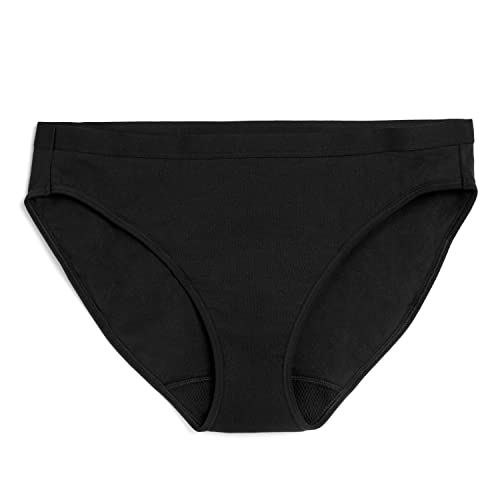 LOLA Washable Period Underwear - Period Underwear for Women, Period Panties, Cotton Bikini Underwear for Women, Holds 3 Tampons, M Black