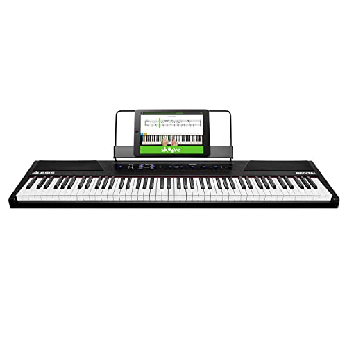 Alesis Recital – 88 Key Digital Piano Keyboard with Semi Weighted Keys, 2x20W Speakers, 5 Voices, Split, Layer and Lesson Mode, FX and Piano Lessons