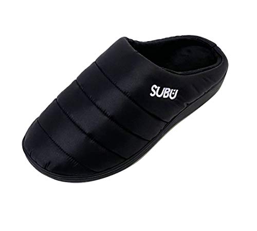 SUBU Unisex Black Slippers Medium (US Men’s 8-9 / US Women’s 10-11) Soft Cushioning Extra Warm Insulated Slippers