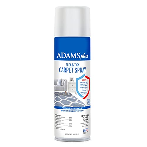 Adams Plus Flea & Tick Carpet Spray, Kills Fleas, Flea Eggs, Flea Larvae, Ticks, Ants, Roaches, Spiders, Waterbugs & Many Other Listed Nuisance Pests In The Carpet, Treats Up to 2,000 Sq Ft, 16 Ounces