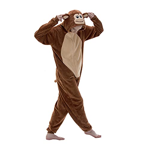 COSUSKET Snug Fit Unisex Adult Onesie Pajamas, Flannel Cosplay Animal One Piece Halloween Costume Sleepwear Homewear