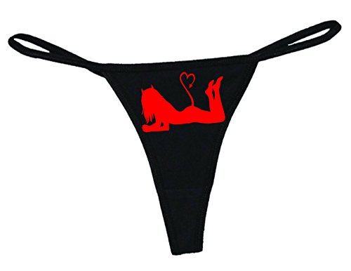 STUFF WITH ATTITUDE Devil Black Thong Panties (XL)