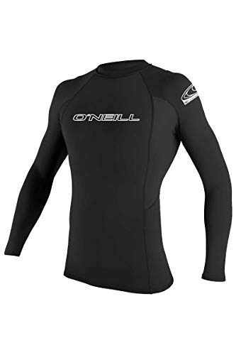 O'Neill Wetsuits Men's Basic Skins UPF 50+ Long Sleeve Rash Guard, Black, XL