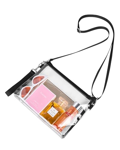 Bagenius Clear Purse Stadium Approved for Women, Transparent Clear Bag with Removable Straps for Work Festival Sporting Events and Concert - Black