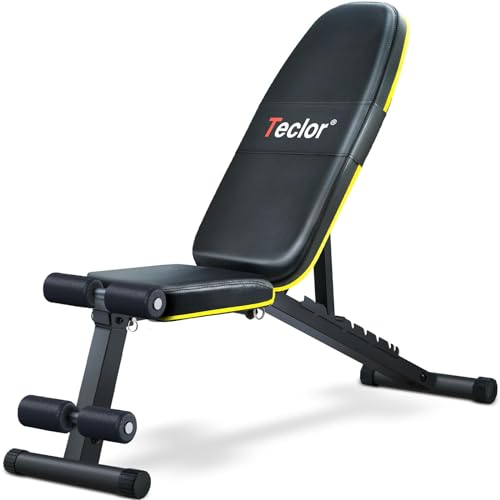 Teclor Weight Bench, Adjustable Strength Training Bench for Full Body Workout with Fast Folding, Incline Decline Exercise Workout Bench for Home Gym -New Version
