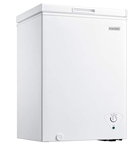 Igloo 3.5 Cu. Ft. Chest Freezer with Removable Basket and Front Defrost Water Drain, Small Deep Freezer Perfect for Homes, Garages, and RVs, White