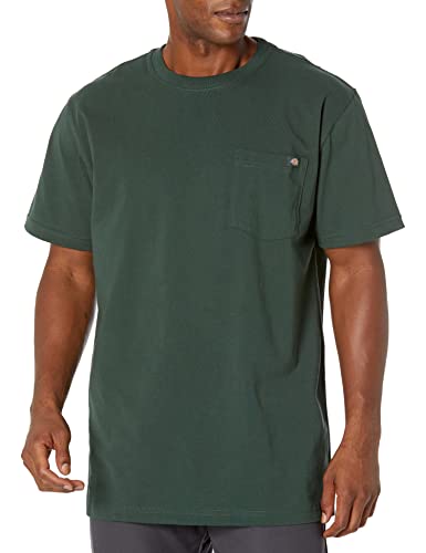 Dickies mens Heavyweight Crew Neck Short Sleeve Tee Henley Shirt, Hunter Green, Large US