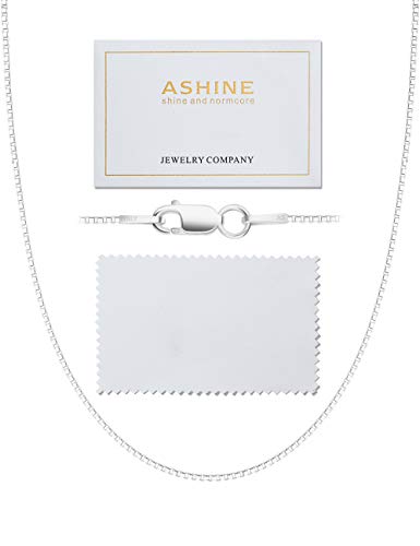 ASHINE Silver Chain Necklace for Women Sterling Silver Necklace Extender (1mm Box Chain Lobster Clasp 20 Inches)