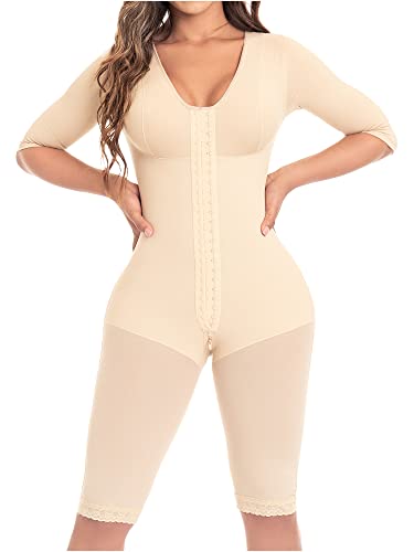 M&D Fajas Colombianas Post Surgery Tummy Tuck Compression Garment for Women BBL Faja Beige M