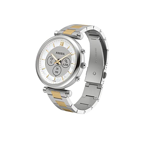 Fossil Women's Carlie Gen 6 Hybrid 38mm Stainless Steel Smart Watch, Color: Silver/Gold (Model: FTW7084)