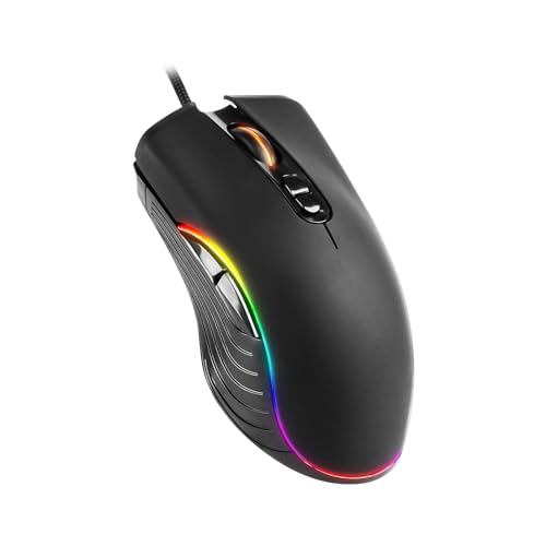 Sunffice RGB Wired Gaming Mouse,RGB Ergonomic Mouse with 7 Backlight Modes 2400 DPI Adjustable Computer USB Mice for Windows/PC/Mac/Laptop Gamer (Black)