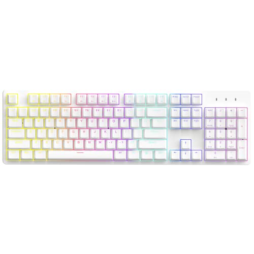 IROK FE87/104 RGB Mechanical Keyboard, Hot Swappable Gaming Keyboard, Customizable Backlit, Magnet Upper Cover Type-C Wired Keyboard for Mac Windows-White/Red Switch