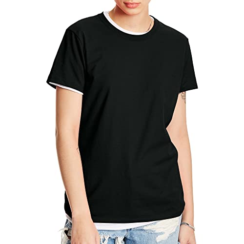 Hanes Women's Perfect-T Short Sleeve T-Shirt, Black, Medium