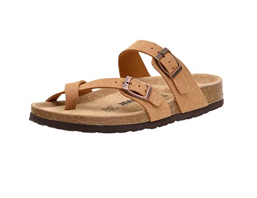 CUSHIONAIRE Women's Luna Cork Footbed Sandal With +Comfort, Tan Vegan Suede 9