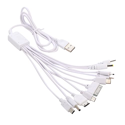 Cutwif 10 in 1 Universal Multifunction Cable Fit USB Charger Cell Mobile Phone MP4 Zaf White