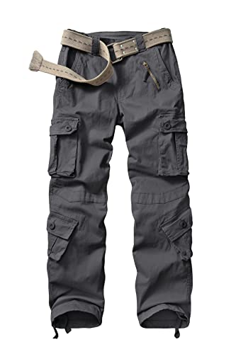 Raroauf Work Cargo Pants Womens Cotton Casual Military Combat Tactical Pants,Rip-Stop Outdoor Hiking Trousers Grey US 10