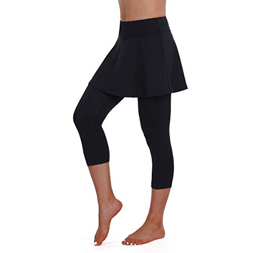 ANIVIVO Skirted Legging for Women, Yoga Legging with Skirts &Women Tennis Leggings Clothes(Black,L)