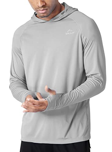 Willit Men's Sun Shirts UPF 50+ Protection Hoodie Rash Guard Shirt SPF UV Shirt Long Sleeve Fishing Outdoor Lightweight Gray L