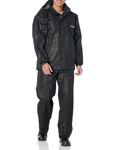FROGG TOGGS Men's Standard Classic All-Sport Waterproof Breathable Rain Suit, Black Jacket/Black Pants, X-Large