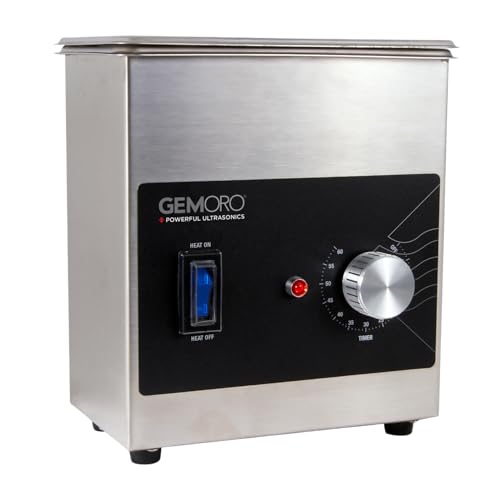 GemOro 1.5-Pint Ultrasonic Jewelry Cleaner | Heated Stainless Steel Personal Gentle Cleaner with Basket| Professional Performance Machine for Rings Watches Glasses Earrings (1.5PT)