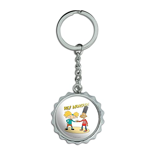 Hey Arnold! and Gerald with Logo Keychain Chrome Plated Metal Pop Cap Bottle Opener