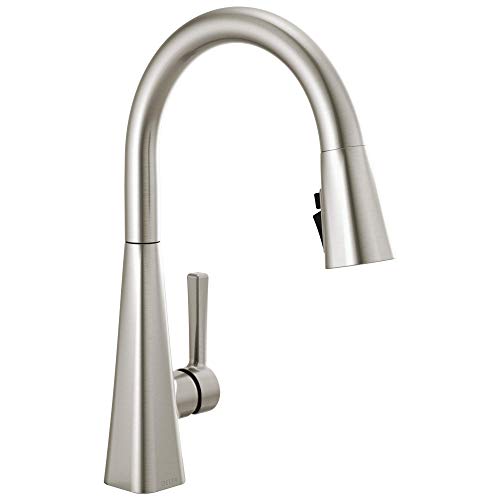 Delta Faucet Lenta Brushed Nickel Kitchen Faucet, Kitchen Faucets with Pull Down Sprayer, Kitchen Sink Faucet, Faucet for Kitchen Sink, Magnetic Docking Spray Head, SpotShield Stainless 19802Z-SP-DST