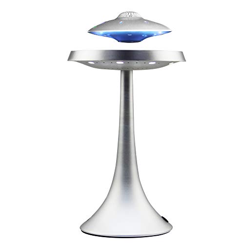 Levitating Floating Speaker, Magnetic UFO Bluetooth Speaker V4.0 , LED Lamp Bluetooth Speaker with 5W Stereo Sound , Wireless Charge, 360 Degree Rotation , for Home /Office Decor ,Unique Gifts(Sliver)