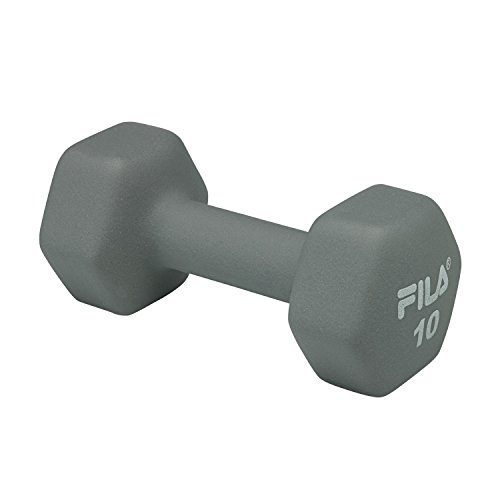 FILA Accessories Hand Weights for Women & Men - 10 lb Dumbbell Neoprene Covered for Workout, Exercise & Fitness (Sold as Single 10 Pound Dumbbell), Grey
