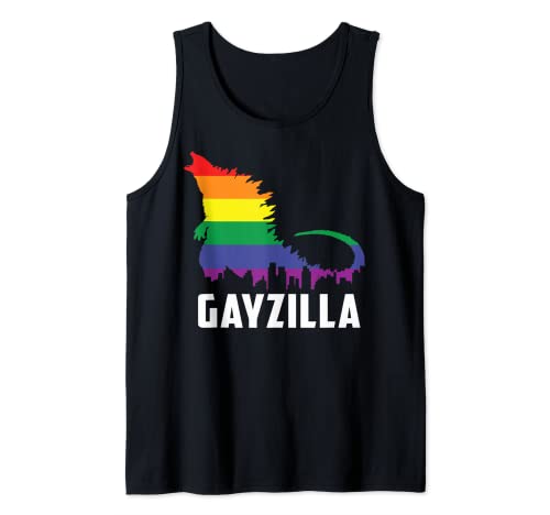 LGBTQ Rainbow Gayzilla Funny LGBT Pride Colors Graphic Cute Tank Top